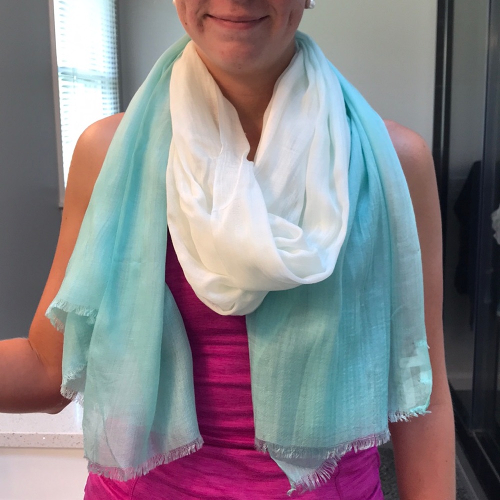 Lightweight ombré teal scarf